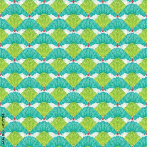 Japanese Watercolor Seamless Pattern. Tie-Dye, Wabi Sabi. Rough Paint Brush Asiatic Teal. Geometric Hand Painted Textile Texture. Floral Geometric Male Summer Pattern. Watercolor Brush Paint.
