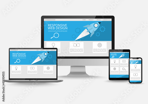 Responsive Business website concept. Modern web design vectoc. SEO internet ranking optimization.