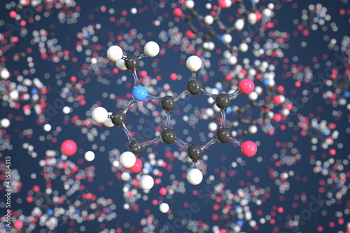 Adrenochrome molecule. Conceptual molecular model. Chemical 3d rendering
