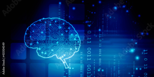 Wallpaper Mural 2d illustration Concept of thinking, background with brain, Abstract Artificial intelligence. Technology web background
 Torontodigital.ca