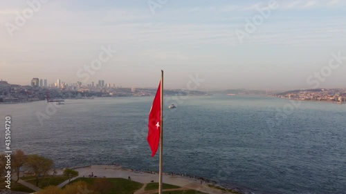 Turkey, Istanbul flight with a drone over the city, mosque, houses, Istanbul landmarks