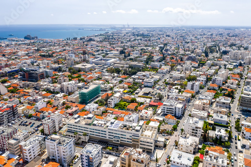 Drone shot of Limassol, central part