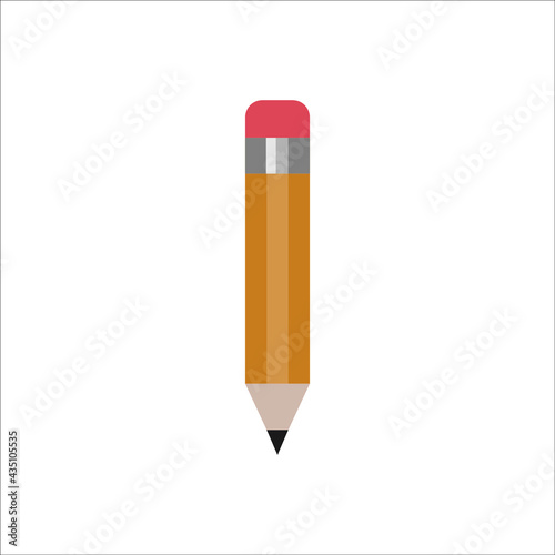 Wooden pencil with an eraser. Flat vector illustration isolated icon