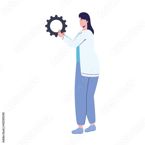 woman with gear