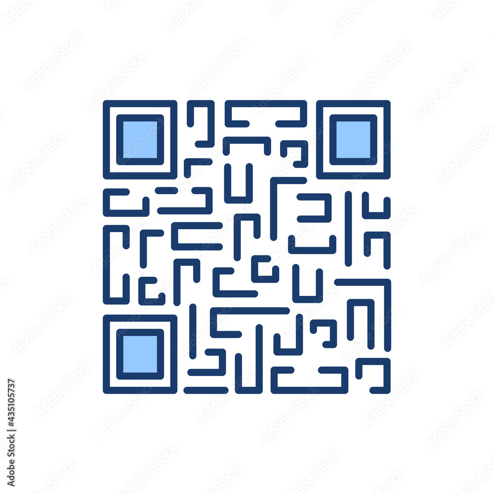 Qr code payment scanning symbol isolated with maze. Vector illustration of editable stroke linear icon for web, ui Qr code payment scanning symbol isolated with maze. Vector illustration of editable stroke linear icon for web, ui