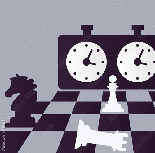 chess pieces and chronometer