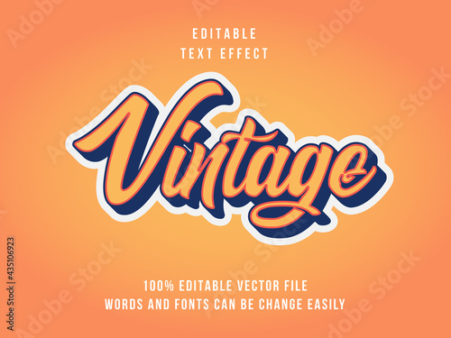 Editable Vintage text effect with orange background