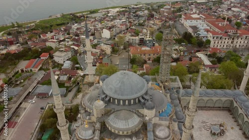 Turkey, Istanbul flight with a drone over the city, mosque, houses, Istanbul landmarks