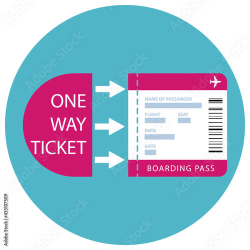 First class boarding pass or plane ticket with destination