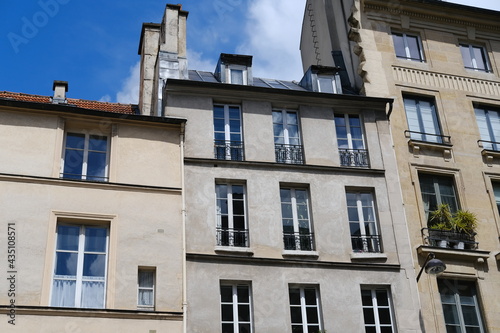 The facade of a Parisian building. France, the 22th May 2021.