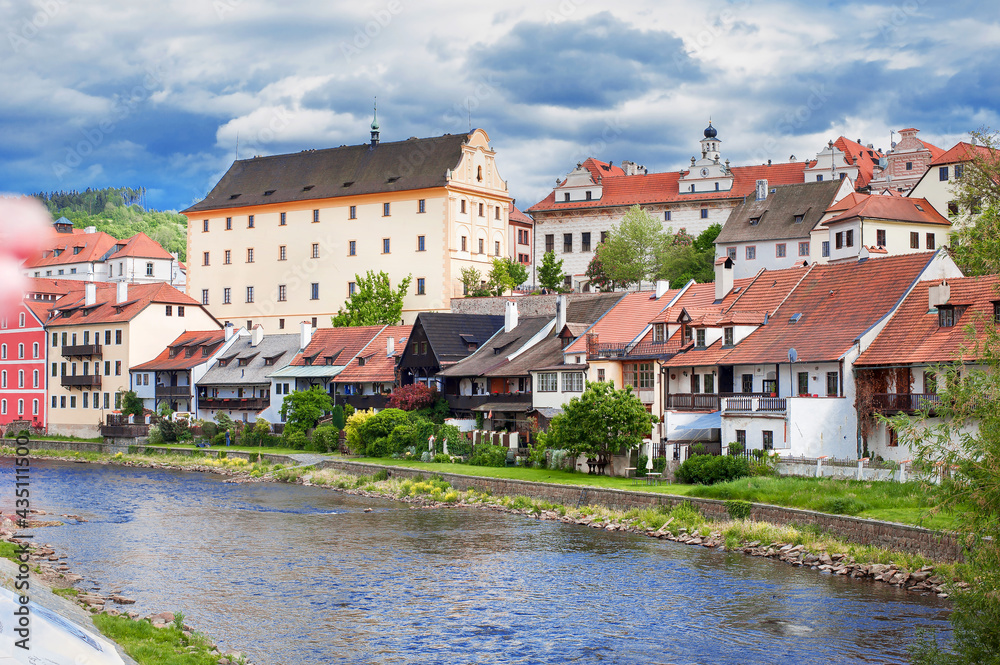cozy streets little town of Cesky Krumlov in the Renaissance Baroque style