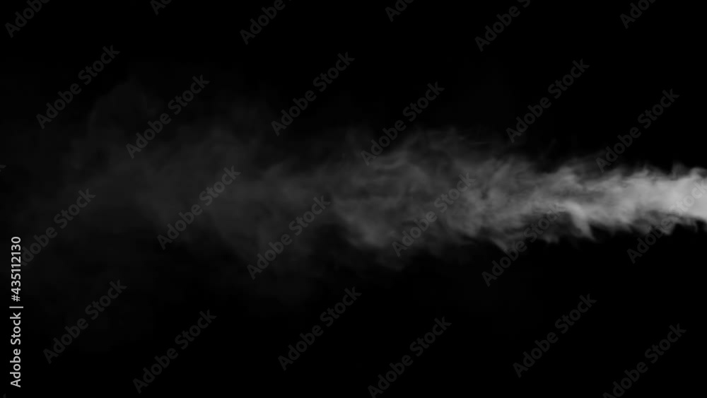 smoke stream on a black studio background can be separated or used continuously. smoke cloud puff, Inky cloud swirling flowing underwater, thin smoke, low density and turbulence, 3d render