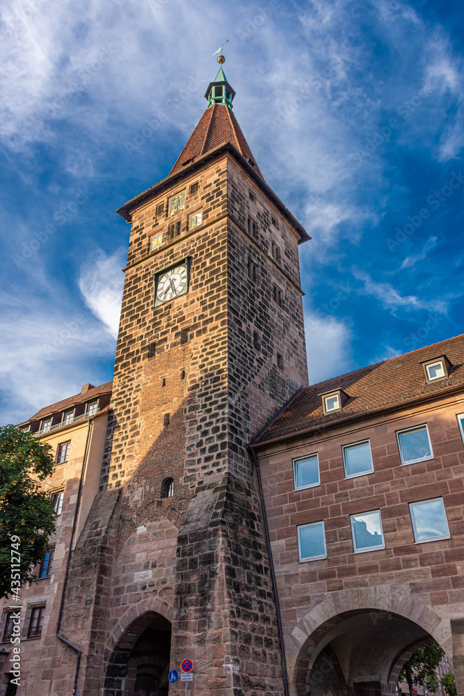 Ancient tower in the historic center of Nuremberg Germany