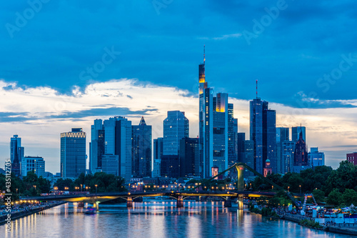 FRANKFURT, GERMANY, 25 JULY 2020: Cityscape image of Frankfurt am Main during sunset.