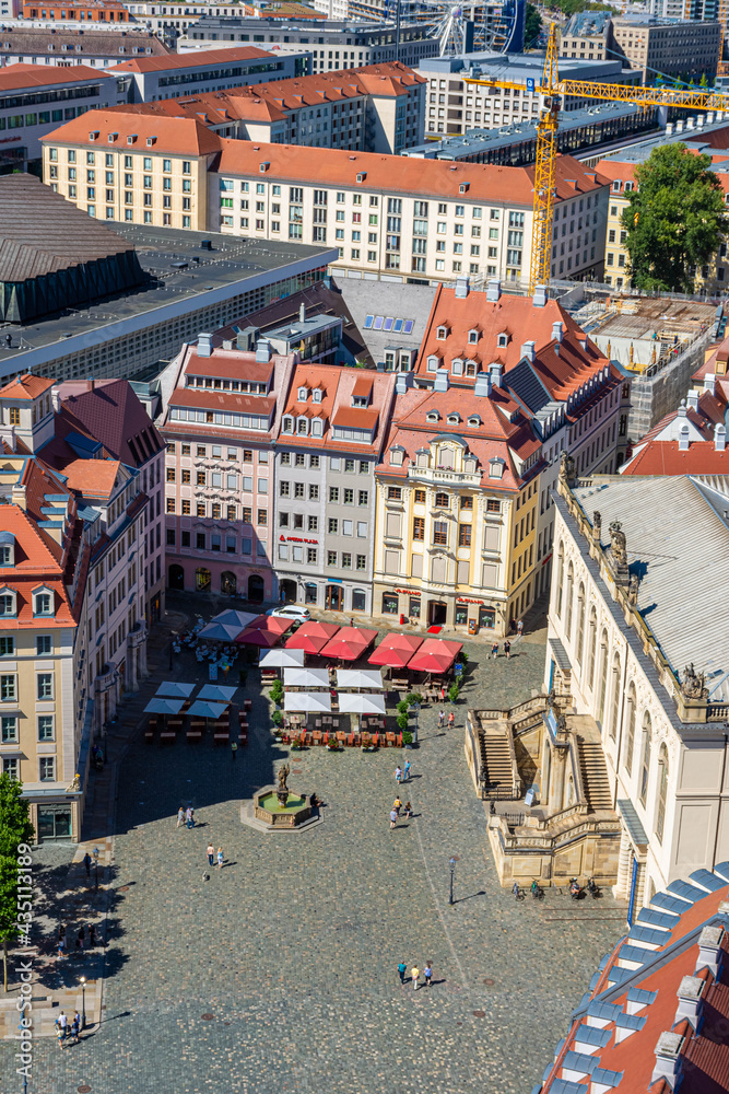 Obraz premium DRESDEN, GERMANY, 23 JULY 2020: aerial view of the main square of the historic center