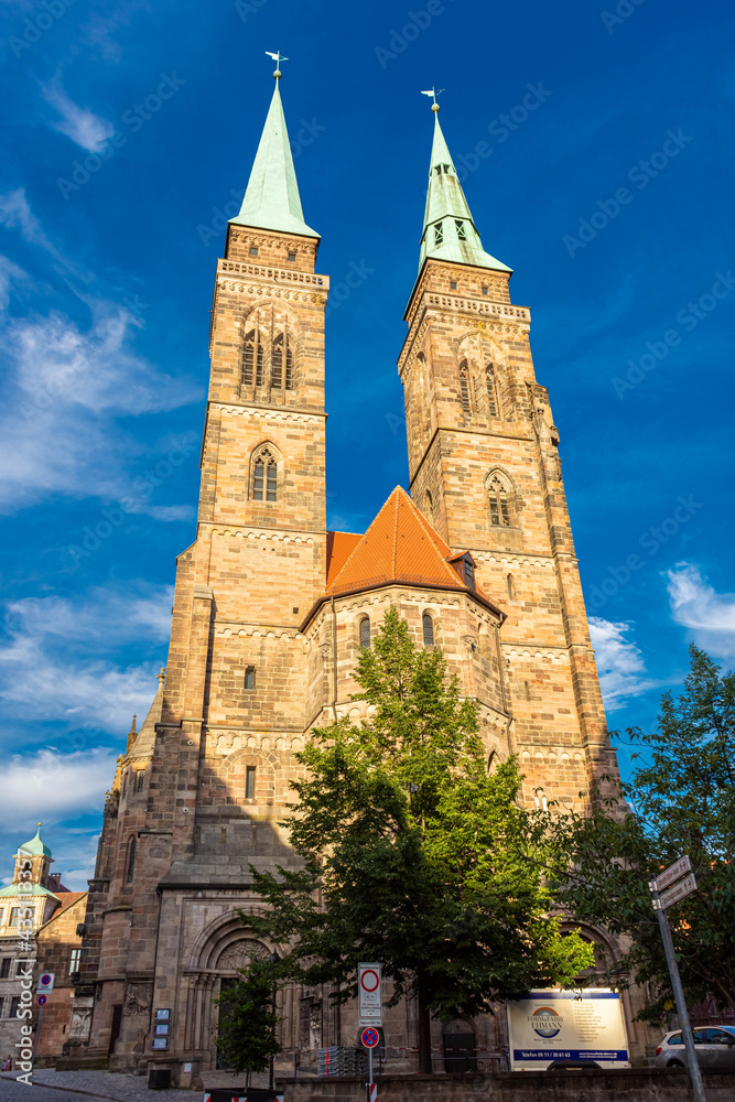 NUREMBERG, GERMANY, 27 JULY 2020 Beautiful view of the Nuremberg Cathedral in the afternoon