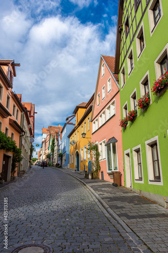 ROTHENBURG OB DER TAUBER, GERMANY, 26 JULY 2020 Colorful houses in the street of the historic center © Stefano Zaccaria