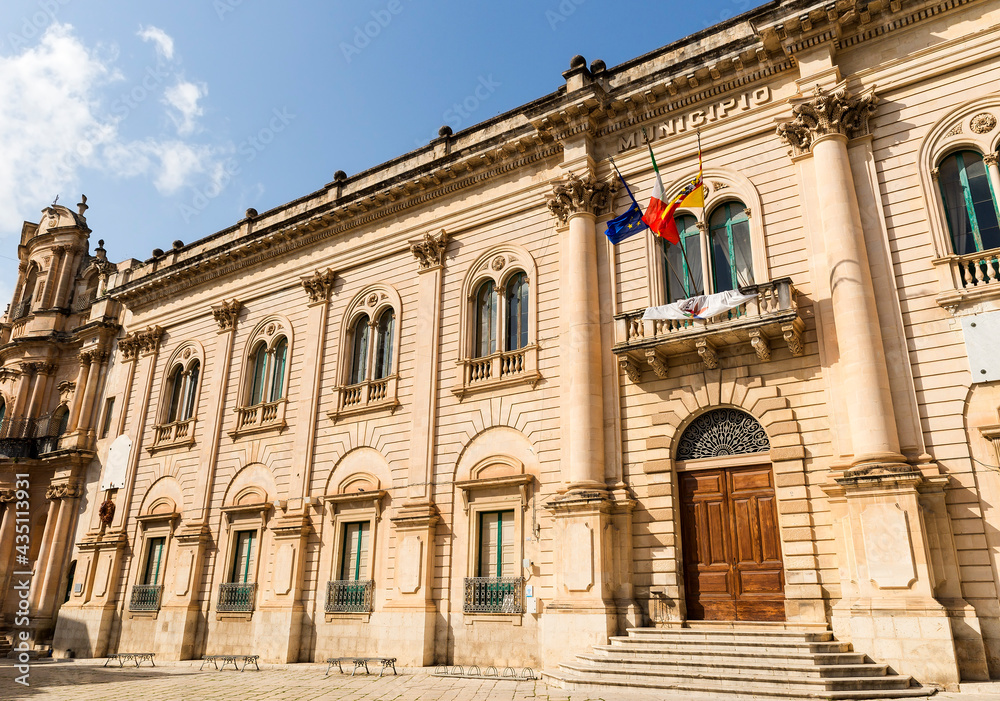 Architectural Historic Buildings in Scicli, Province of Ragusa, Sicily, Italy – (Municipio).
