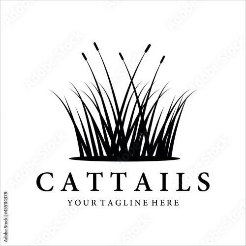 cattails or reed logo vintage vector illustration template design