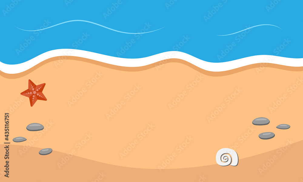 Sea and sand background. Flat vector illustration.