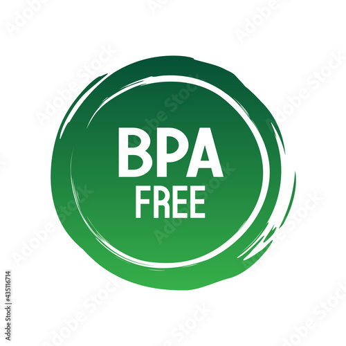 BPA free, green badge for packaging. Green icon for product labels. Vector illustration.