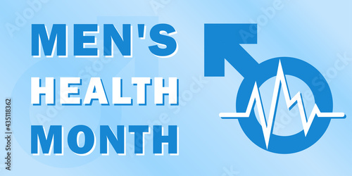 Banner for the national month of men's health with a symbol of masculinity and text, traditionally held annually in June, the concept of a healthy lifestyle photo