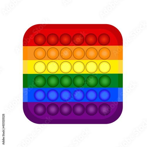 Lgbt pop it fidgetin square shape. Trendy sensory toy. Lgbt element. Vector illustration on white background.
