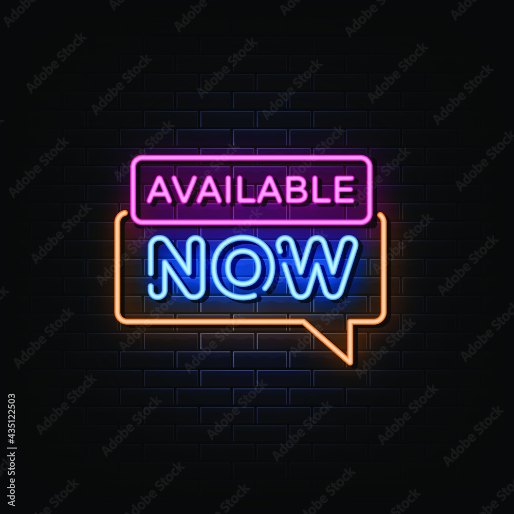 Obraz premium Available now neon signs vector. Design template neon sign
