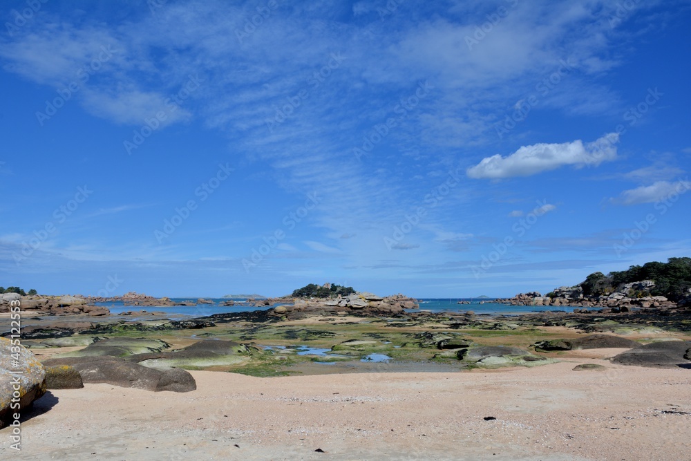 The beautiful pink granite coast in Brittany. France
