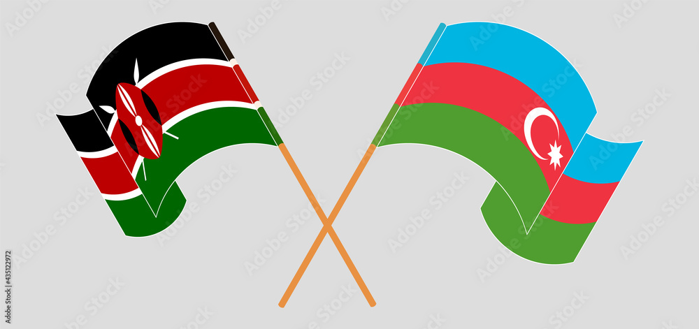 Crossed and waving flags of Kenya and Azerbaijan Crossed and waving flags of Kenya and Azerbaijan
