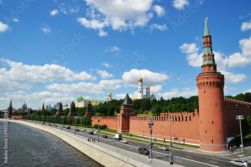 Moscow Kremlin. Kremlin embankment in spring. May 22, 2021 Russia, Moscow.