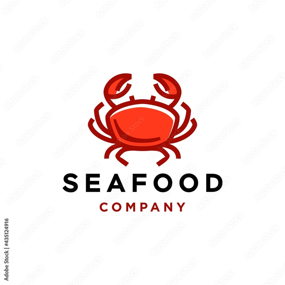 seafood red crab restaurant logo design icon for food Business, red ...