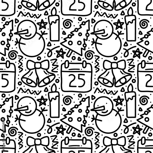 pattern of christmas day hand drawing