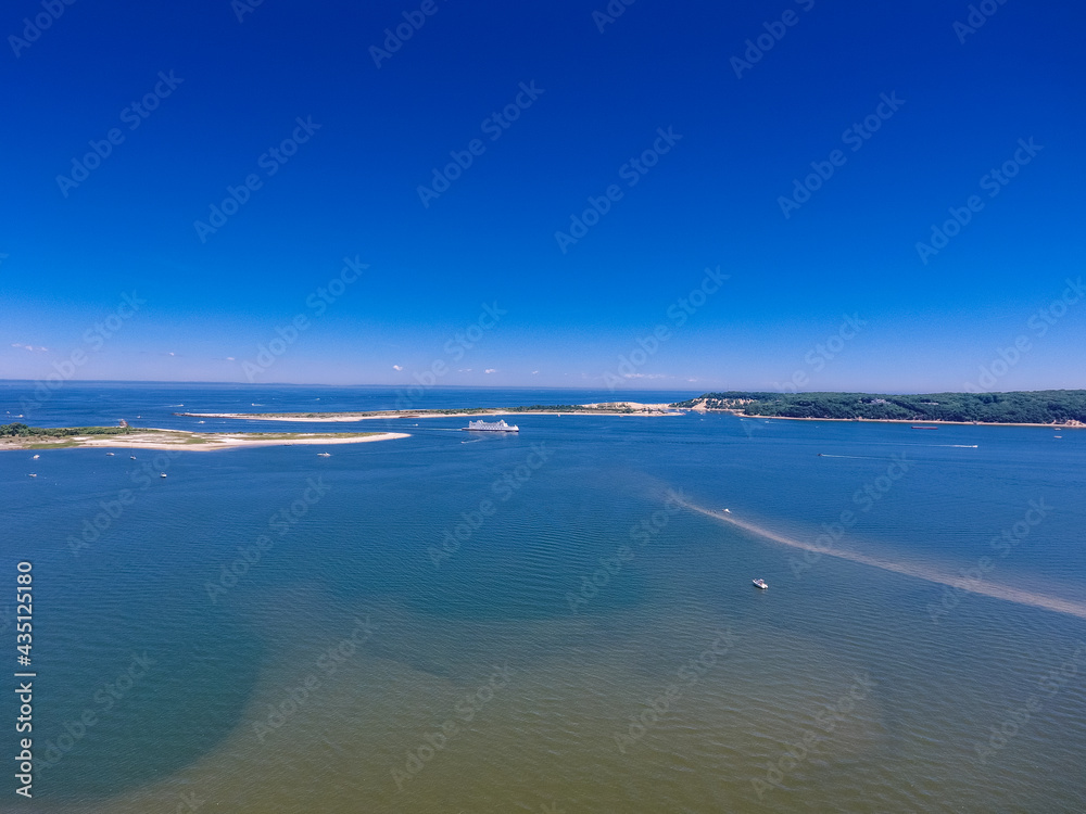 Aerial Video of Ocean with Sandy Beach in Distance