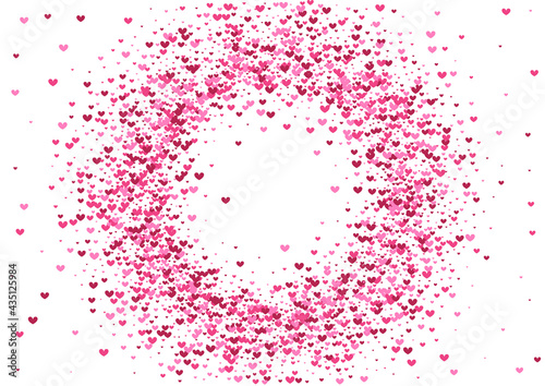 Red Abstract Heart Wallpaper. Pink February Backdrop. Purple Confetti Party. Rose Border Frame. Isolated Background.