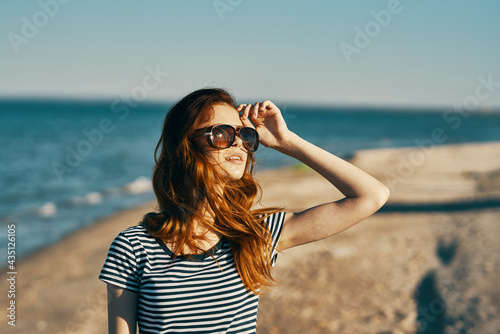 work you will portrait woman t-shirt in sunglasses on the beach fresh air vacation © SHOTPRIME STUDIO