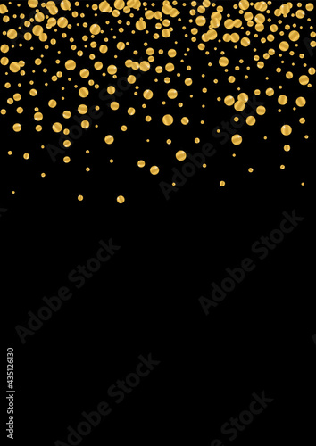 Golden Birthday Circle Particles. Bright Foil Background. Yellow Confetti Anniversary Illustration. Magic Glitter Design. Gradient Shine Pattern.