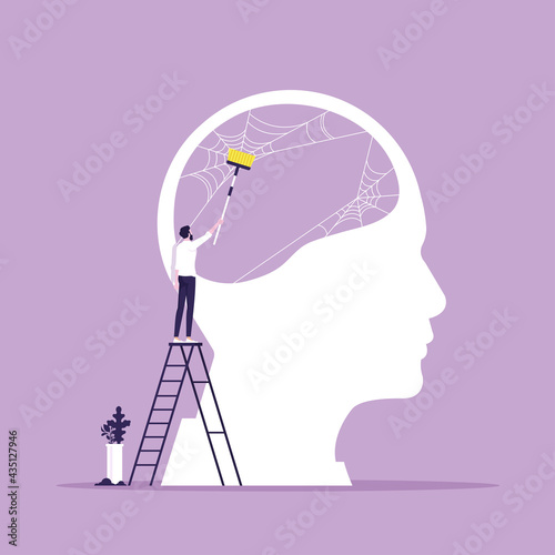 Clear your mind, Psychotherapy metaphor, clean mind or fresh head vector concept