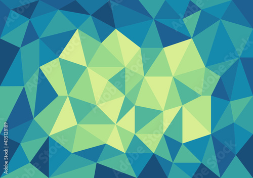 Abstract retro textured polygonal blue green background, Colorful gradient mosaic triangular background