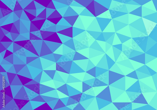 Abstract retro textured polygonal blue background, Colorful gradient mosaic triangular background