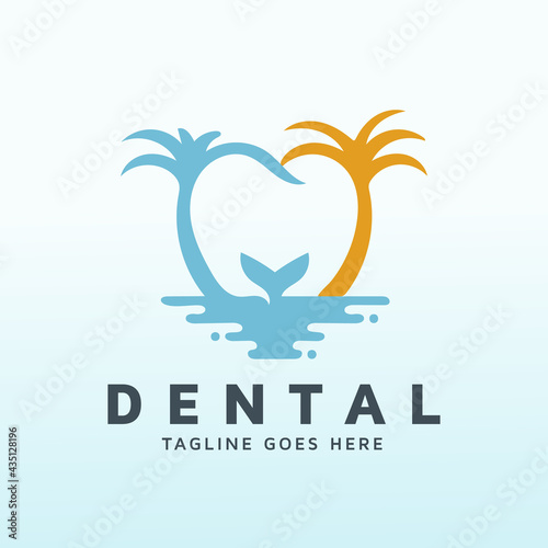 Fototapeta Naklejka Na Ścianę i Meble -  Dental care for children, pediatric dental office logo design