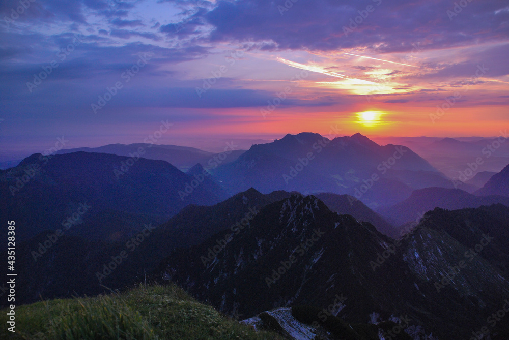 sunrise in the Chiemgau alps in summer