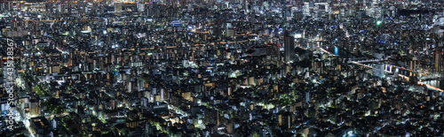 Night aerial view of panorama of illuminated Tokyo
