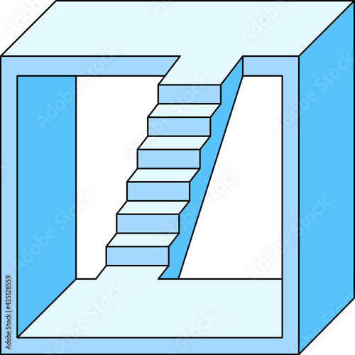 Classic optical illusion. Impossible geometrical figure