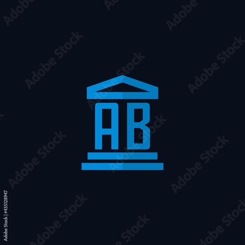 AB initial logo monogram with simple courthouse building icon design vector