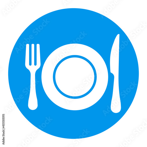 Dinner plate, knife and fork vector glyph icon