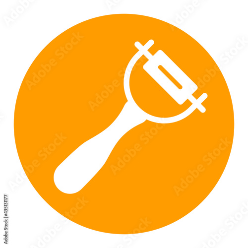 Peeler vector white glyph icon. Potato peeler sign