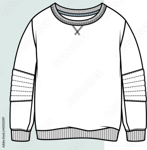 SWEATSHIRT Flat Sketch. Vector sweatshirt for boys. Sweatshirt technical drawing for kids. An isolated sweatshirt sketch in your fashion collection will be a great start.