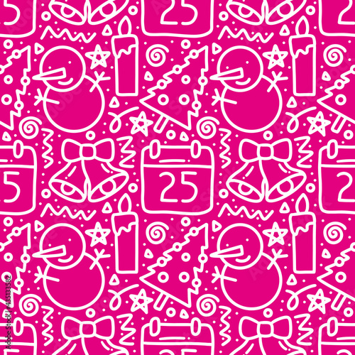 pattern of christmas day hand drawing
