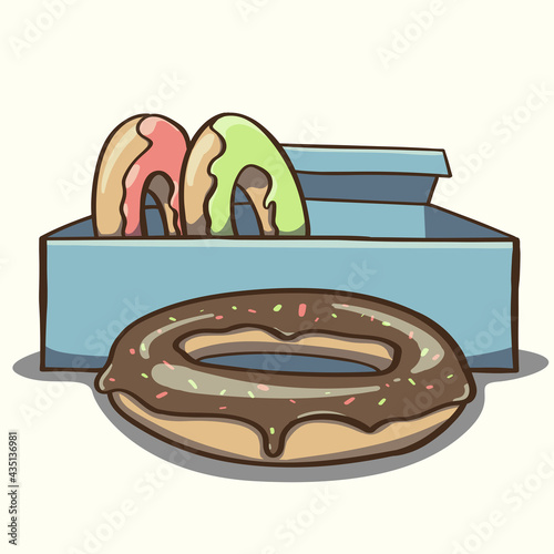 cartoon donuts set in a box